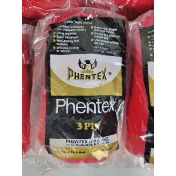 7 Vintage NIP Phentex 3 Ply Knitting Yarn Olefin Red 2.67oz Canada - Picture 2 of 5